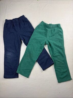 Cat & Jack Fleece Sweatpants Bundle Navy Teal  Elastic Waist Size 4T